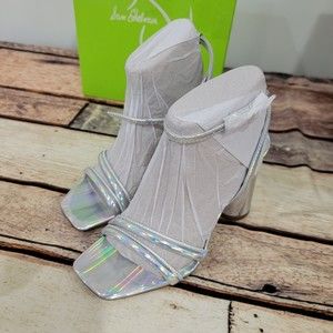 Sam Edelman Women's Kia Heeled Sandal, Liquid Soft Silver, 6